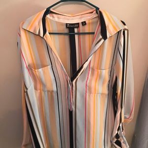 Striped colorful button down